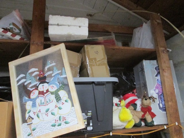 Storage Room Built-In Shelf Contents-Totes Full of Unsearched Holiday Decorations - 5