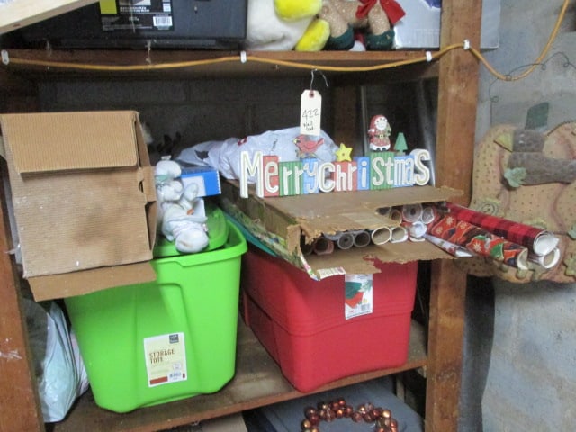 Storage Room Built-In Shelf Contents-Totes Full of Unsearched Holiday Decorations - 6