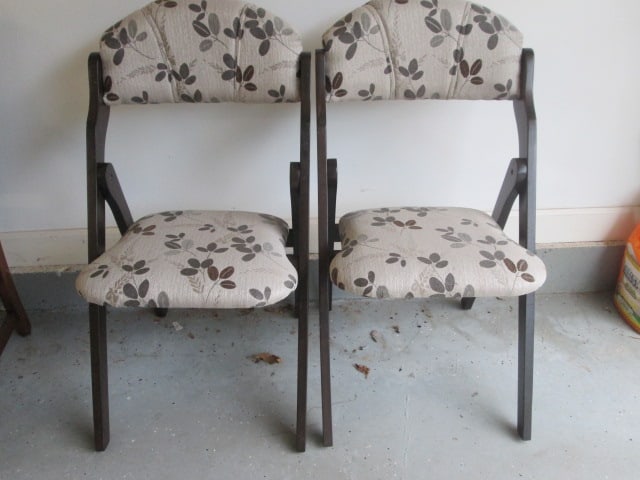 Pair of Upholstered Wood Folding Chairs: 19 1/2"w, Local Pickup Only
