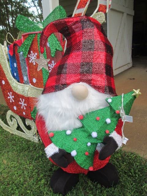 Gnome and Santa's Sleigh with Presents Pre-Lit Holiday Tinsel Figures - 2