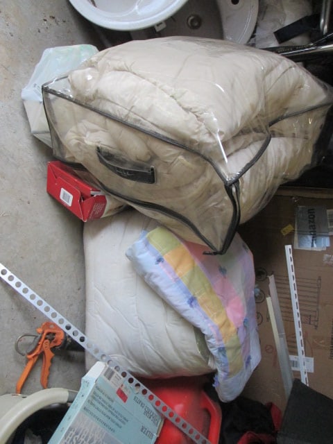 Corner Contents-Folding Lawn Chair, Comforters, Wood Side Chair, Pet Gate, etc. - 3