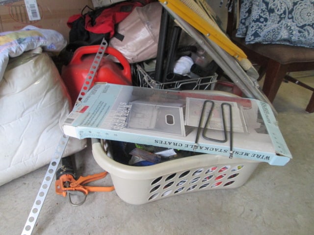 Corner Contents-Folding Lawn Chair, Comforters, Wood Side Chair, Pet Gate, etc. - 4