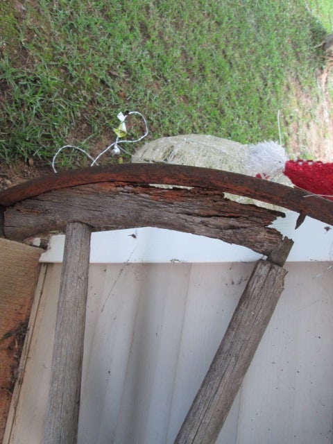 Antique Steel Tire Wooden Spoke Wagon Wheel and Metal Pierced Splatter Wall Art - 8
