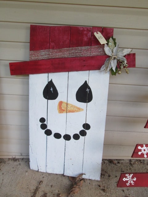 Rustic Handpainted Wood Plank Snowman A-Frame Front Porch Decoration: Local Pickup Only