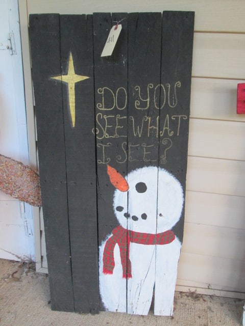Rustic Handpainted Wood Plank Snowman A-Frame Front Porch Decoration: Local Pickup Only