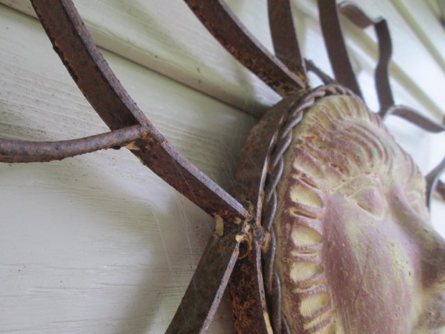 Wrought Iron and Pottery Smiling Sunburst Wall Art - 3