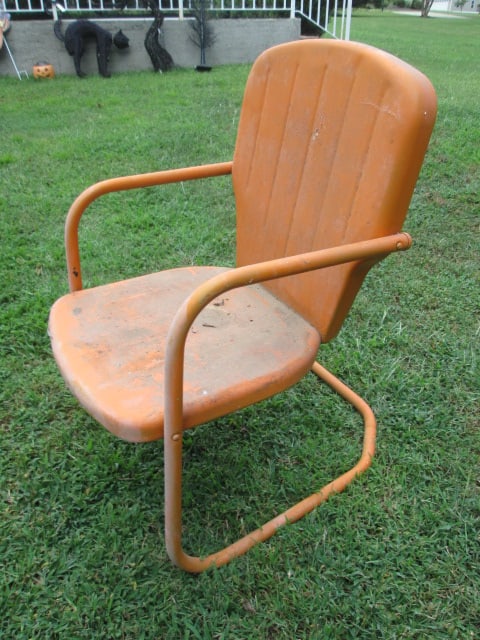 1950's Style Metal Cantilevering Patio Arm Chair - 4