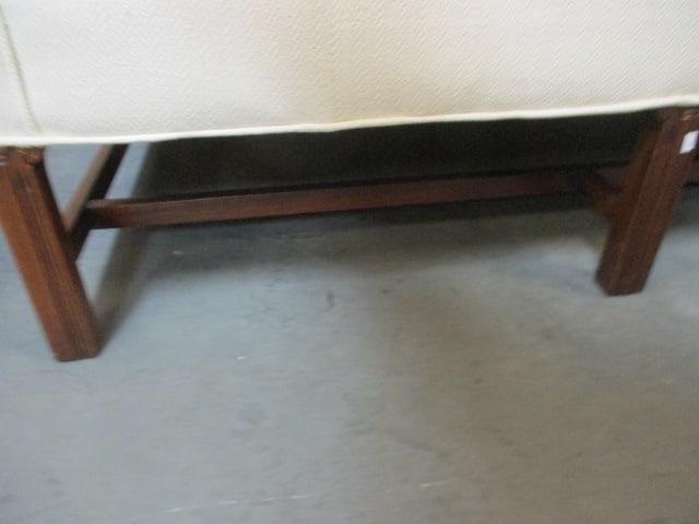 Traditional Curved Back Scroll Arm Off-White Sofa - 2