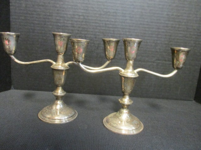 Pair of Vintage Empire Weighted Sterling Silver 3-Arm Candelabras (1 of 7)