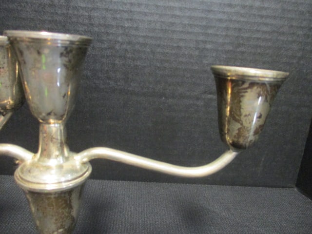 Pair of Vintage Empire Weighted Sterling Silver 3-Arm Candelabras - 3