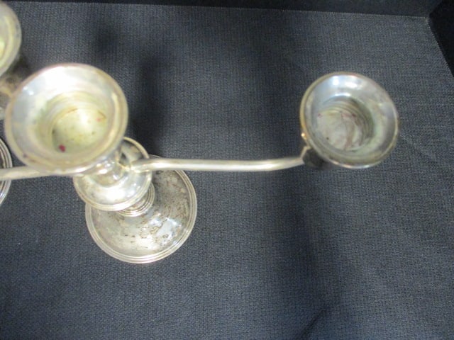 Pair of Vintage Empire Weighted Sterling Silver 3-Arm Candelabras - 4