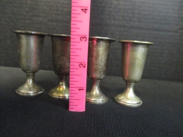 Vintage Set of 4 Towle Weighted Sterling Pedestal Cordial Cups - 7