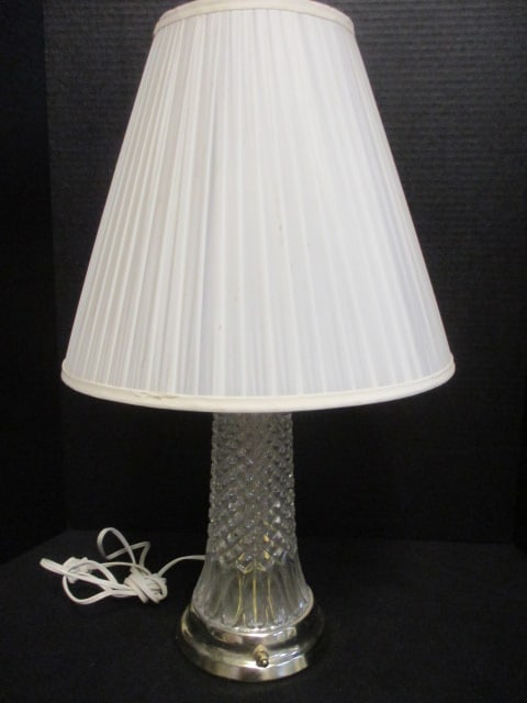 Vintage Crystal and Brass Lamp: 23"