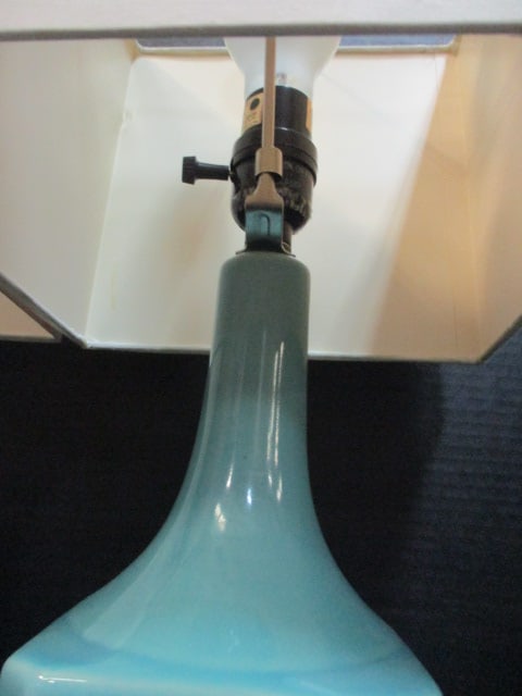 Pair of Turquoise Square Table Lamps - 3