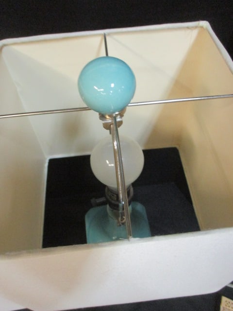 Pair of Turquoise Square Table Lamps - 5