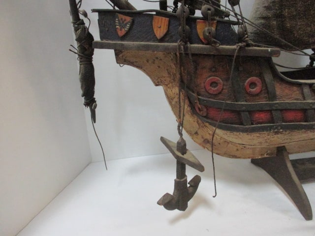 Vintage Wood Model Ship on Stand - 3