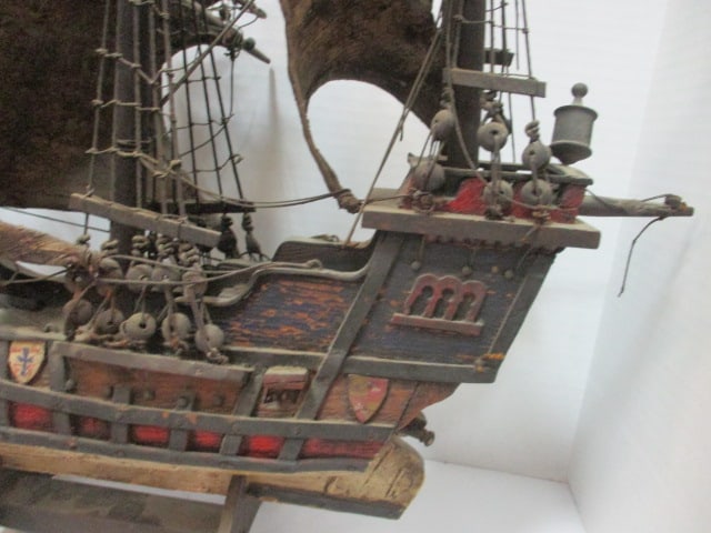 Vintage Wood Model Ship on Stand - 4