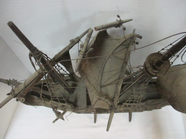 Vintage Wood Model Ship on Stand - 6