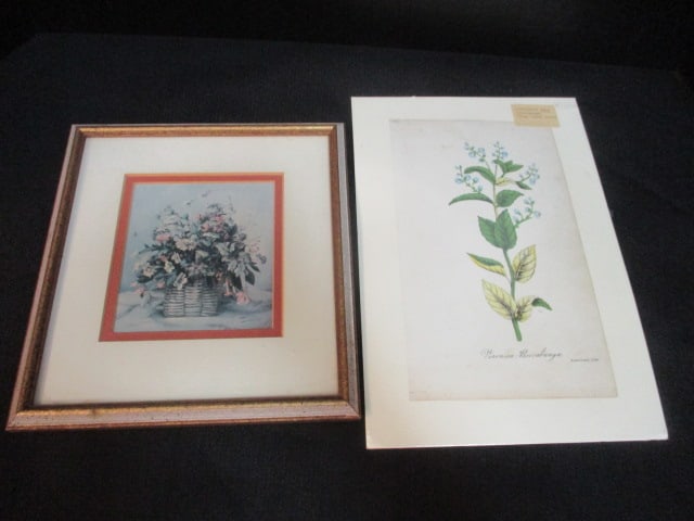 2 Vintage Floral Lithograph Prints (1 of 8)