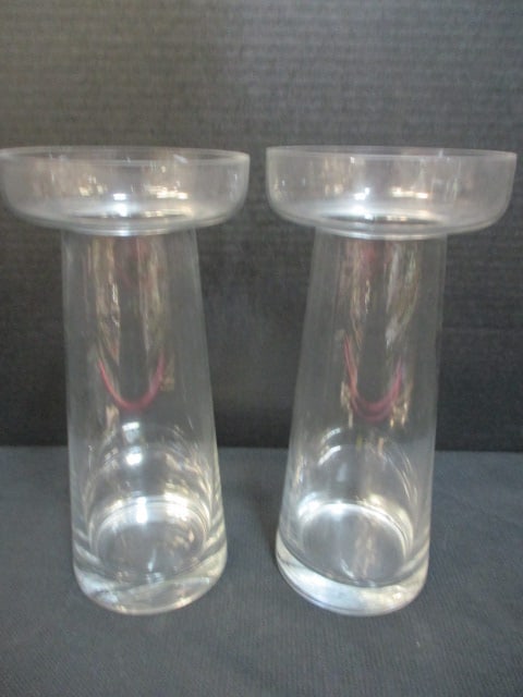Pair of Mid Century Modern Glass Vases: 11" each