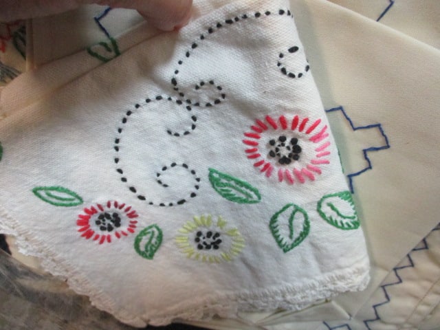 Vintage Handmade Embroidered Napkins and Placemats - 2