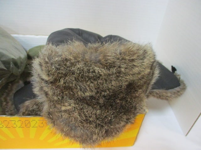 Vintage U.S. Army Officer's Dress Cap with Cover, Fur and Leather Aviator Hat, - 2
