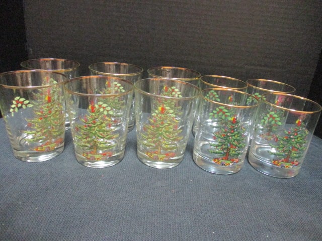 10 Spode "Christmas Tree" Glasses: (4) 4" and (6) 4 1/4"