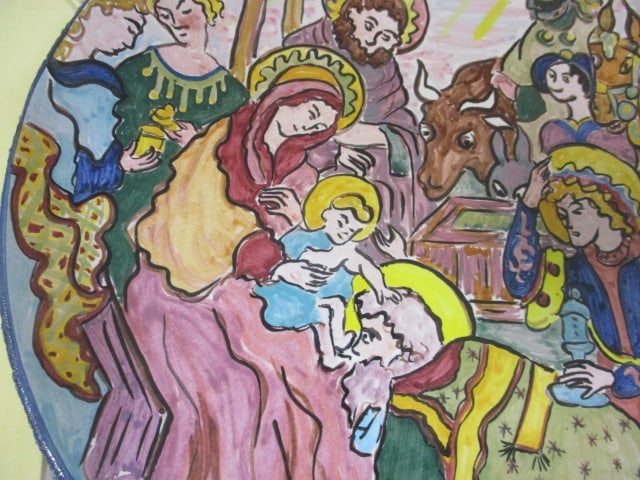 Religious Art Lot - "Angels of Mercy" Matted Saying, Handpainted Nativity - 4
