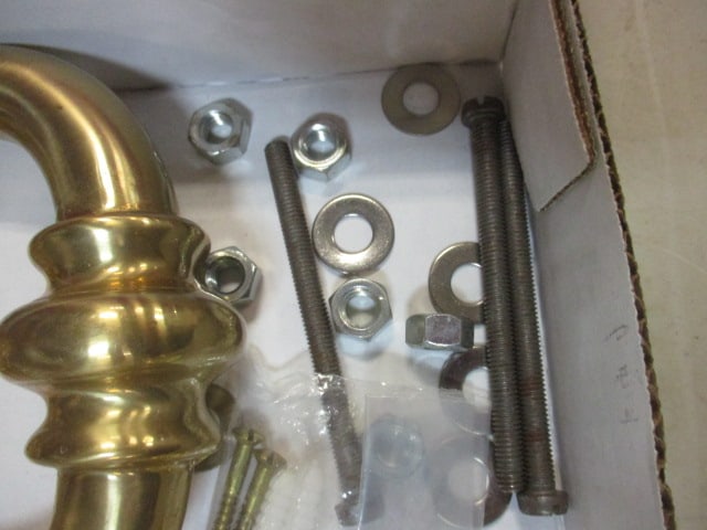 Vintage Lion's Head Brass Door Knocker and Doorbell and 2 Brass Hooks - 4