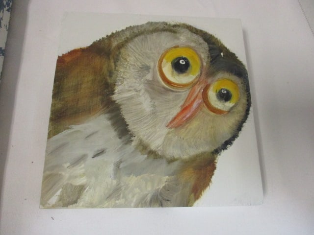 Handpainted Owl on Wood - Signed and Framed "Bluegrass Holsteins II" by - 2