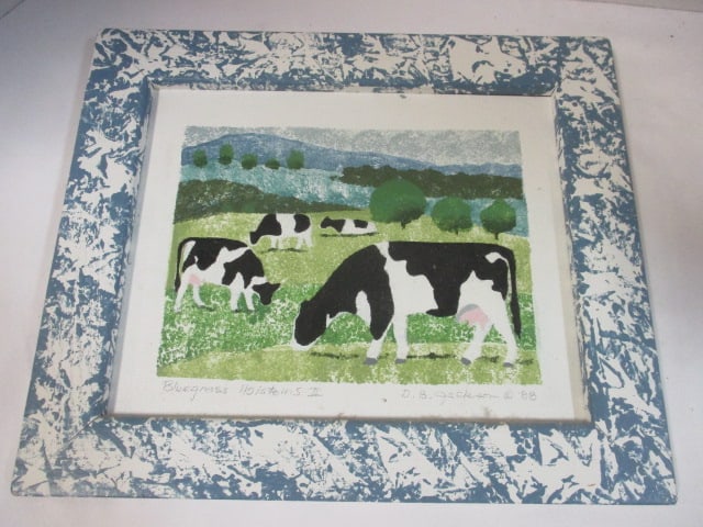 Handpainted Owl on Wood - Signed and Framed "Bluegrass Holsteins II" by - 4