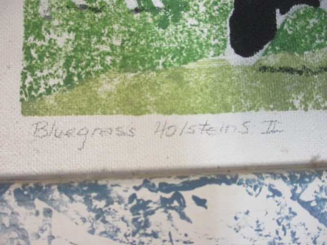 Handpainted Owl on Wood - Signed and Framed "Bluegrass Holsteins II" by - 6