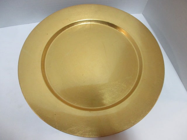 Set of 8 Centrum Golden Leaf Lacquer Acrylic Charger Plates - 2