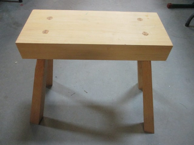 Angled Leg Wood Stool/Small Table: 17" x 7 1/4" x 18"