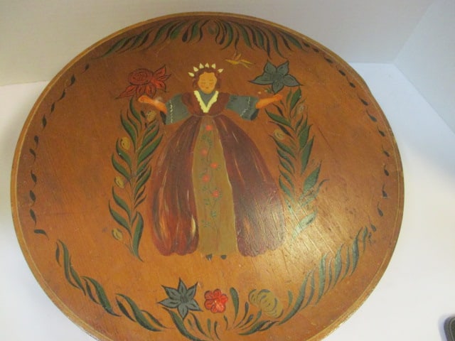 Vintage Handpainted Bentwood Pantry/Cheese Box with Lap Seams and Tacks - 2
