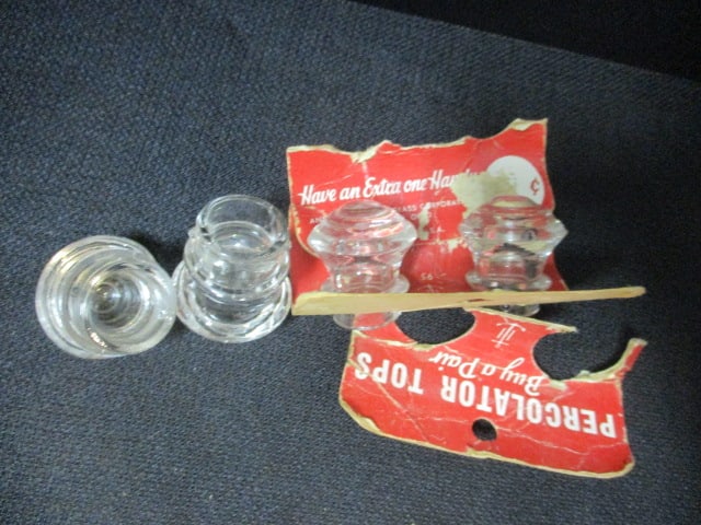 Vintage Kitchen Lot - Glass Percolator Tops, Post Cereals Creamer, C & H Sugar - 3