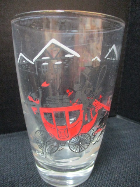 Vintage Set of 6 Libbey "Curio" Stagecoach Scene Glasses - 3