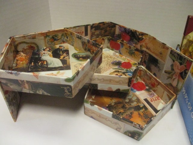 Victorian Style Accordion Storage Box, Photo Album, 2 Pressed Flower Trays, - 2