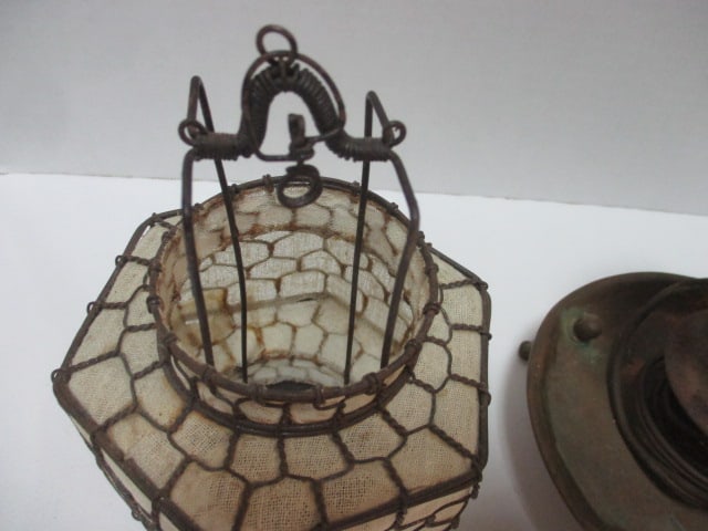 Vintage Brass 3-Legged Electric Lamp Base and Metal Candle Holder - 5