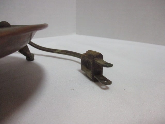 Vintage Brass 3-Legged Electric Lamp Base and Metal Candle Holder - 6
