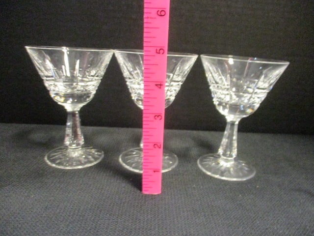 3 Vintage Waterford "Kylemore" Liquor Cocktail Crystal Stem Glasses - 6