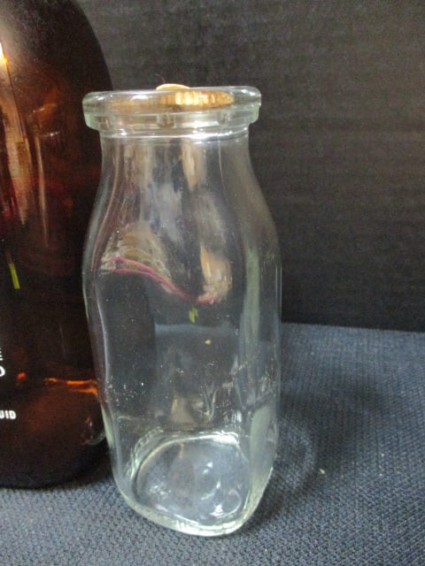 Vintage Pet Milk Brown Glass Quart Milk Bottle and Half-Pint Glass Milk Bottle - 4