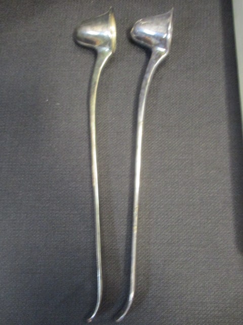 Pair of Vintage Glass Candleholder and 2 F.B. Rogers Silver Co. English - 2