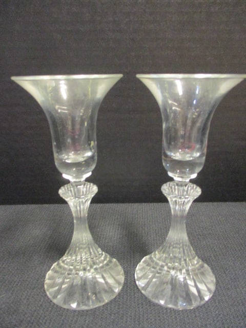 Pair of Vintage Glass Candleholder and 2 F.B. Rogers Silver Co. English - 4