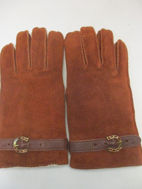 Vintage Fur Collar and Suede Gloves - 4