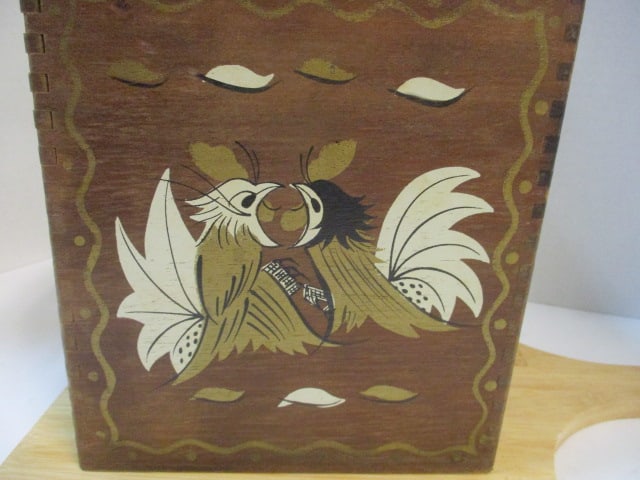 Vintage Handpainted Wood Canister and Paddle Cutting Board - 2