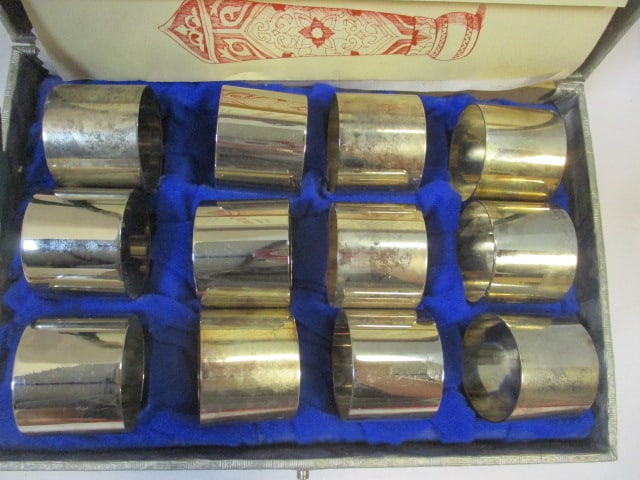 Vintage Suh Kurang Sa (Seoul, Korea) Silverplated Napkin Ring Set in Original Case - 2