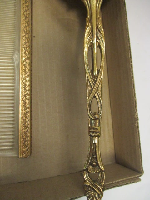 Vintage Stylebuilt Accessories (New York) 24K Gold Plated Mirror, Brush, and - 4