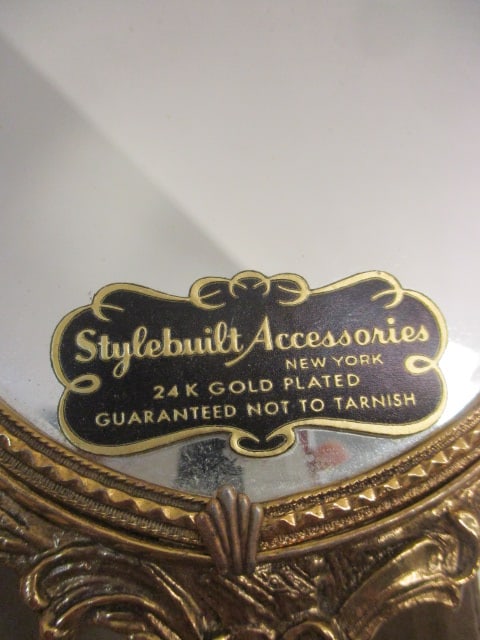 Vintage Stylebuilt Accessories (New York) 24K Gold Plated Mirror, Brush, and - 6