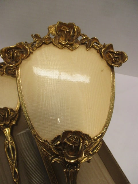 Vintage Stylebuilt Accessories (New York) 24K Gold Plated Mirror, Brush, and - 7